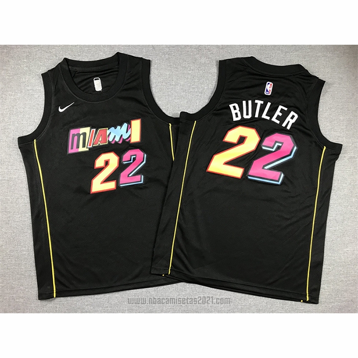 Camiseta Nino Miami Heat Jimmy Butler #22 2021-22 Ciudad Negro
